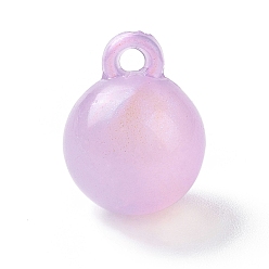 Plum Luminous Acrylic Pendants, with Glitter, Glow In The Dark, Round Charms, Plum, 20x15.5mm, Hole: 3.5mm, about 200pcs/500g