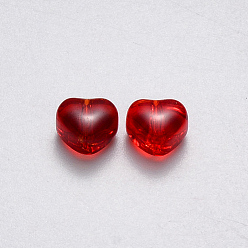 Dark Red Imitation Jade Glass Beads, Heart, Dark Red, 6x6x4mm, Hole: 0.7mm