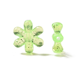 Vert Clair Transparent avec des perles acryliques scintillantes, fleur, vert clair, 16.5x15x5mm, Trou: 1.5mm, environ1000 pcs / 500 g