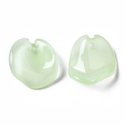 Aquamarine Spray Painted Imitation Jade Glass Pendants, Petal, Aquamarine, 20~21x18~19x7~8mm, Hole: 1mm
