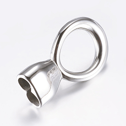 Color de Acero Inoxidable 316 cierres de gancho quirúrgico de acero inoxidable, para hacer pulseras de cordon de cuero, anillo, color acero inoxidable, 35x19.5x13 mm, agujero: 5 mm, 13x15 mm de diámetro interior