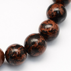 Mahogany Obsidiana Caoba natural, granos redondos de obsidiana hebras, 10.5 mm, agujero: 1.2 mm, sobre 36 unidades / cadena, 15.7 pulgada