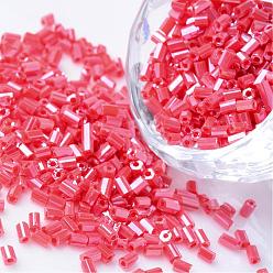 Crimson Opaque Colors Lustered Two Cut Glass Seed Beads, Round Hole, Hexagon, Crimson, 2~6x2mm, Hole: 0.5mm, about 21000pcs/450g, 450g/bag
