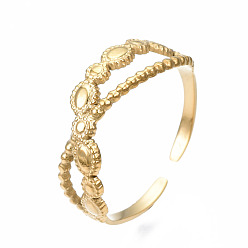 Oro 304 brazalete abierto entrecruzado de acero inoxidable, anillo hueco grueso para mujer, dorado, tamaño de EE. UU. 6 3/4 (17.1 mm)