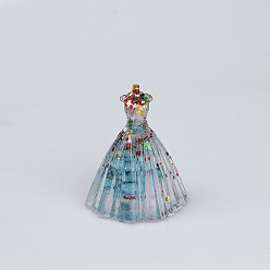 Turquesa Oscura Decoración de exhibición de vestido de novia de resina, con chips de piedras preciosas naturales dentro de estatuas para decoración de la oficina en el hogar, turquesa oscuro, 56x70 mm