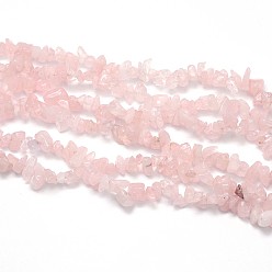 Cuarzo Rosa Natural aumentó de perlas de cuarzo hebras, patatas fritas, 5~8x5~8 mm, agujero: 1 mm, alrededor de 31.5 pulgada