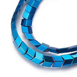 Blue Plated Electroplated Non-magnetic Synthetic Hematite Beads Strands, Polish, Arrow, Blue Plated, 8x8.5x4mm, Hole: 1mm, about 59pcs/strand, 15.74 inch(40cm)