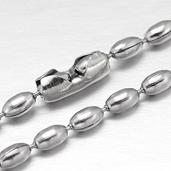 Stainless Steel Color 304 Stainless Steel Ball Chain Necklaces, Collar Necklaces, Rice, Stainless Steel Color, 26 inch(66cm)