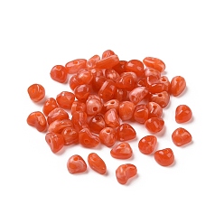 Naranja Rojo Abalorios de acrílico, de piedras preciosas de imitación, patatas fritas, rojo naranja, 4.6x7x6 mm, agujero: 1.5 mm, Sobre 4200 unidades / 500 g