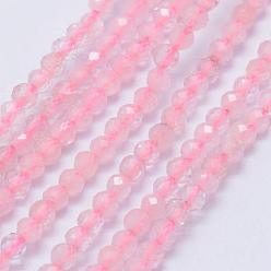 Quartz Rose Naturel a augmenté perles de quartz brins, facette, ronde, 2~2.5mm, Trou: 0.5mm, Environ 195~208 pcs/chapelet, 15.7 pouce (40 cm)