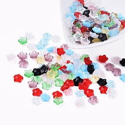 Color mezclado Cuentas de cristal checo, Opalita transparente e imitación, flor, color mezclado, 9.5x3.5 mm, agujero: 1 mm, sobre 237~243 unidades / bolsa
