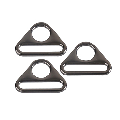 Gunmetal Alloy Adjuster Triangle with Bar Swivel Clips, D Ring Buckles, Gunmetal, 24.5x32.5x2.2mm