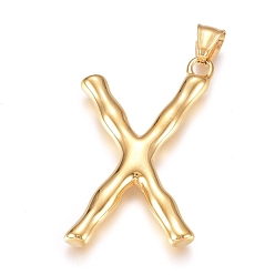 Letter X 304 Stainless Steel Pendants, Bamboo Shaped Letter, Golden, Letter.X, 46.5x29x5.5mm, Hole: 5x8mm