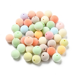 Mixed Color Flocky Acrylic Beads, Round, Mixed Color, 16x15.5mm, Hole: 2mm