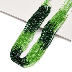 Vert Brins de perles de verre de couleur dégradé transparent, perles multicolores segmentées, ronde à facettes, verte, 2mm, Trou: 0.5mm, Environ 184~187 pcs/chapelet, 14.37'' (36.5 cm)