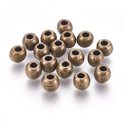 Bronze Antique Perles de style tibétain, Perles en alliage, sans cadmium et sans plomb, couleur de bronze antique, ronde, 7 mm de diamètre, Trou: 3mm