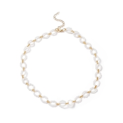 White Glass Seed Beaded Necklace, Braided Ring Wrap Necklace for Women, White, 14.96 inch(38cm)