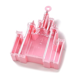 Pink Conteneurs de perle plastique, boîte-cadeau de friandises, pour la boîte d'emballage de noce, chateau, rose, 12.1x9x3.5 cm, Trou: 5mm