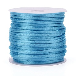 Deep Sky Blue Nylon Cord, Satin Rattail Cord, for Beading Jewelry Making, Chinese Knotting, Deep Sky Blue, 2mm, about 10.93 yards(10m)/roll