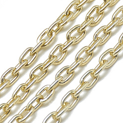 Light Gold Chaînes de câbles en aluminium, non soudée, ovale, or et de lumière, 4.6x3.1x0.8mm