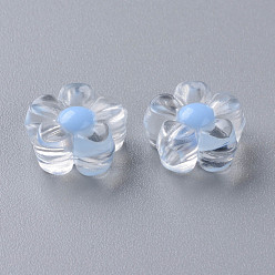Bleu Bleuet Perles acryliques transparentes, Perle en bourrelet, fleur, bleuet, 12x12.5x6mm, Trou: 2.5mm, environ893 pcs / 500 g
