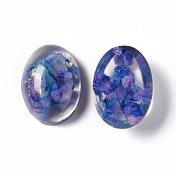 Royal Blue Natural Calcite & Synthetic Opal Cabochons, with Epoxy Resin, Dyed, Half Oval, Royal Blue, 24~25x18~18.5x7~9mm