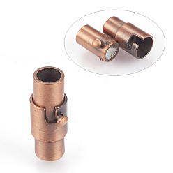 Brushed Red Copper Brass Locking Tube Magnetic Clasps, Column, Brushed Red Copper, 15.5x6mm, Hole: 4mm