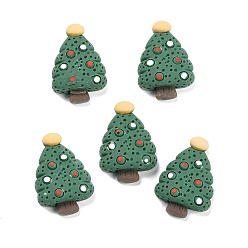 Green Resin Cabochons, Christmas Theme, Christmas Tree, Green, 24x16.5x6mm