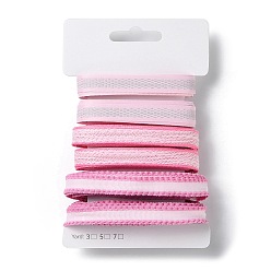 Rose Nacré 18 yards 6 styles ruban en polyester, pour le bricolage fait main, nœuds de cheveux et décoration de cadeaux, palette de couleurs rose, perle rose, 3/8~1/2 pouces (9~12 mm), environ 3 mètres/style