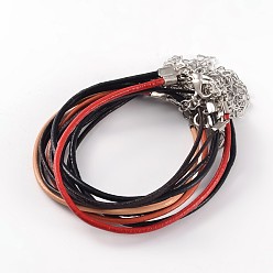 Mixed Color DIY Leather Cord Bracelets Making, with Brass Lobster Claw Clasps, Mixed Color, 180mm(7-1/8 inch), 1~1.5mm