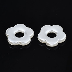 Creamy White ABS Plastic Imitation Pearl Beads, Flower, Creamy White, 26x27x5mm, Hole: 1.8mm, about 240pcs/500g