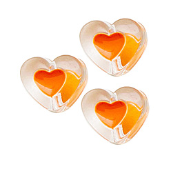 Orange Transparent Acrylic Enamel Beads, Heart, Orange, 18x10mm, Hole: 2.5mm, about 500g/bag