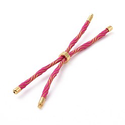 Camellia Nylon Cord Silder Bracelets, for Connector Charm Bracelet Making, with Rack Plating Golden Brass Findings, Long-Lasting Plated, Cadmium Free & Lead Free, Camellia, 8-5/8~9 inch(22~22.8cm), 0.3cm, Hole: 2.6mm