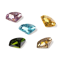 Mixed Color Cubic Zirconia Cabochons, Pointed Back & Back Plated, Triangle, Mixed Color, 9x14x4mm