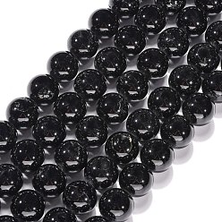 Tourmaline Natural Black Tourmaline Bead Strands, Round, 16mm, Hole: 1mm, about 24pcs/strand, 14.96 inch(38cm)