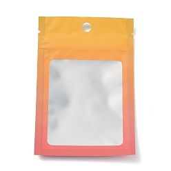 Оранжевый Пластиковая сумка с замком на молнии, сумки для хранения градиентного цвета, мешок с самоуплотнением, верхнего уплотнения, с окном и вешалкой, прямоугольные, оранжевые, 12x8x0.25 см, односторонняя толщина: 3.1 мил(0.08мм), 95~100 шт / пакет