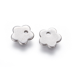 Stainless Steel Color 201 Stainless Steel Charms, Flower, Stainless Steel Color, 7x7x1mm, Hole: 1.2mm