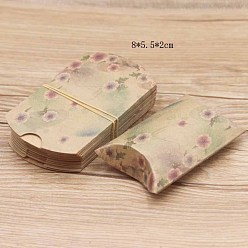 Flower Paper Pillow Candy Boxes, Gift Boxes, for Wedding Favors Baby Shower Birthday Party Supplies, Flower Pattern, 8x5.5x2cm