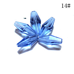 Bleu Royal Des billes de verre transparentes, facette, Toupie, bleu royal, 16x8mm, Trou: 1mm