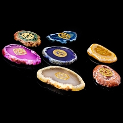 Mixed Color Chakra Natural Agate Nuggets Stone, Pocket Palm Stone for Reiki Balancing, Home Display Decorations, Mixed Color, 30~50x5mm, 7pcs/set
