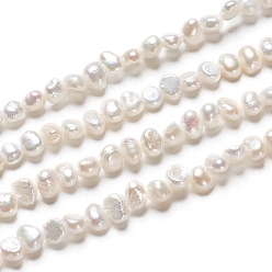 Blanc Antique Brins de perles de culture d'eau douce naturelles, deux faces polies, nuggets, blanc antique, 3.5~4.5x2.5~3x3~3.5mm, Trou: 0.5mm, Environ 48 pcs/chapelet, 6.61 pouce (16.8 cm)