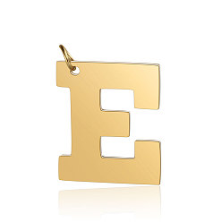 Letter E 201 Stainless Steel Pendants, Letter, Golden, Letter.E, 29.5x25x1.5mm, Hole: 4.5mm