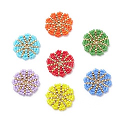 Couleur Mélangete Perles de rocaille japonaises faites à la main, Motif métier, fleur, couleur mixte, 18~18.5x2mm
