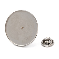 Stainless Steel Color 304 Stainless Steel Brooch Findings, Brooch Base Settings, Flat Round, Stainless Steel Color, 31.5x2mm, Tray: 30mm