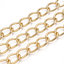 Golden Aluminium Curb Chains, Unwelded, with Spool, Golden, 15x10x2mm, about 32.81 Feet(10m)/Roll