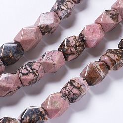 Rhodonite Natural Rhodonite Beads Strands, Faceted, Rectangle, 17.5~19x13~14mm, Hole: 1mm, about 21pcs/strand, 15.7 inch