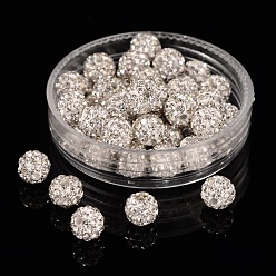 Crystal Pave Disco Ball Beads, Polymer Clay Rhinestone Beads, Grade A, Round, Crystal, 6mm, Hole: 0.8mm