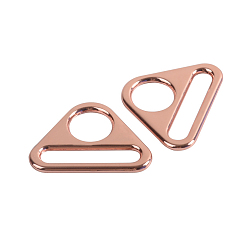 Or Rose Triangle de réglage en alliage avec clips pivotants de barre, boucles à anneau en d, or rose, 24.5x32.5x2.2mm