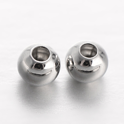 Platine Perles d'espacement en laiton ronde, platine, 3mm, Trou: 1mm