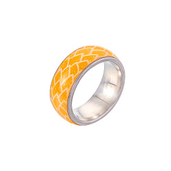 Oro Anillo de dedo esmaltado luminoso que brilla en la oscuridad, anillos de acero inoxidable para mujer, oro, tamaño de EE. UU. 9 (18.9 mm)